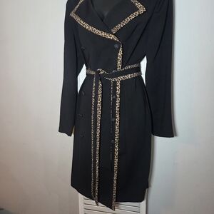 Danny & Nicole Black Dress with Animal Print Accents